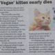 Illustration for article titled A vegan cat courtesy of The Book Of Faces.